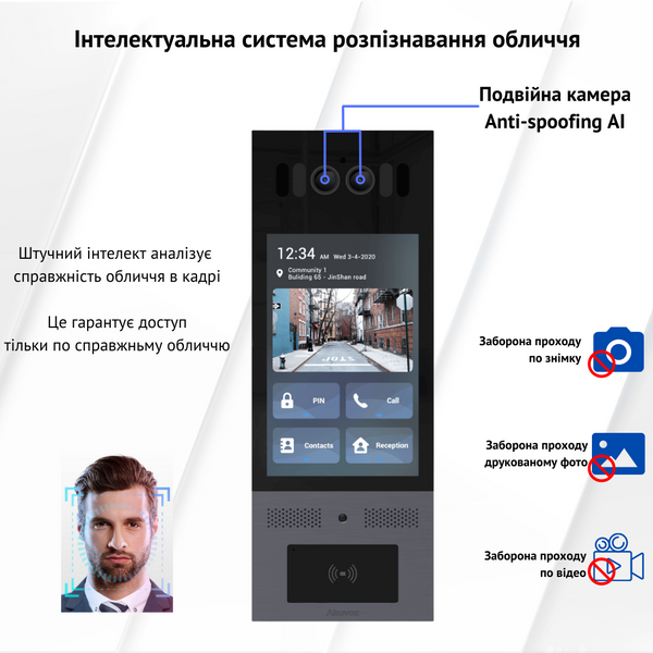 X915S - Багатоабонентна панель виклику на Android з розпізнавання обличчя 00-00000470 фото